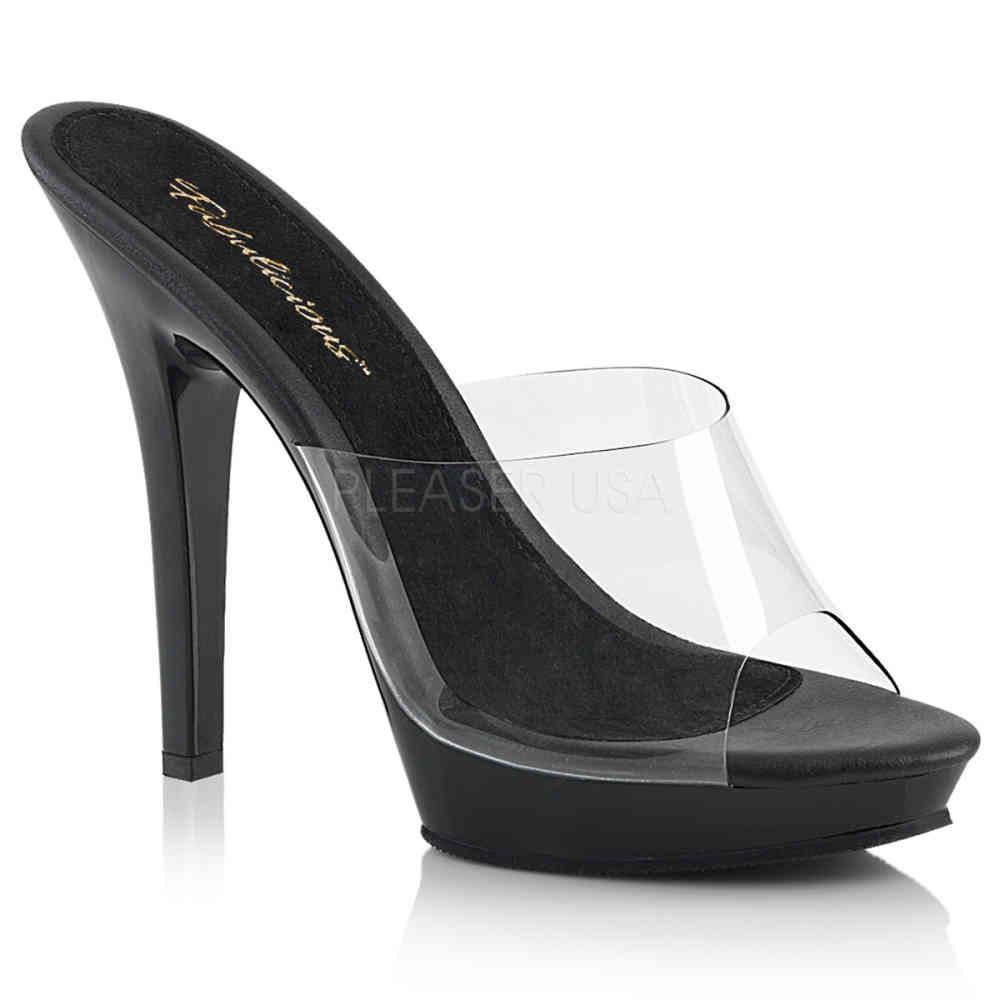 Fabulicious - LIP101 Mules with heel - Black/Transparent Product image